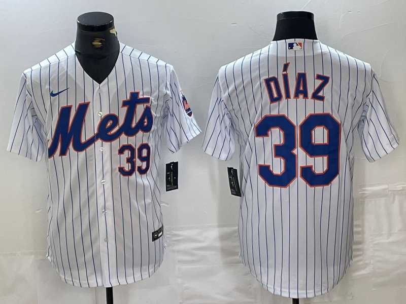 Men's New York Mets #39 Edwin Diaz Number White Stitched Cool Base Nike Jerseys